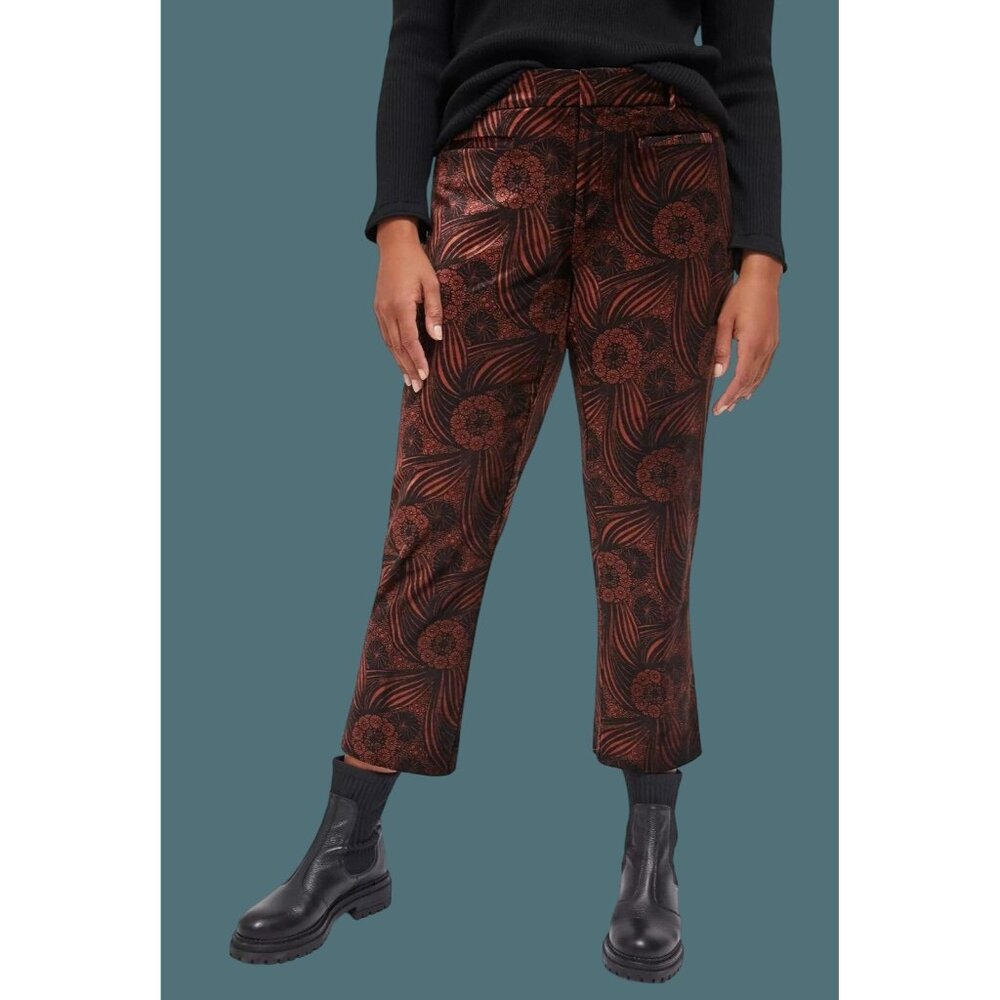 Anthropologie Essentials Velvet Kick Flare Retro Mod Pants Women Size 8